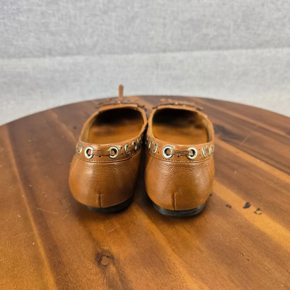 Dani Black for Ed-Io Brown Leather Kiltie Grommet Ballet Flats 7W Italy Vibram